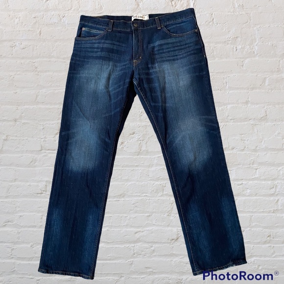 TRUE CRAFT Mens Denim Distressed Straight Jeans - Picture 3 of 16